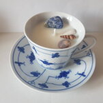 Sojakerzenblaue Tasse mit Untertasse - Chinesisches Porzellan
