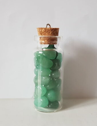 Minerálny kameň v sklenenej fľaštičke - Zelený avanturín