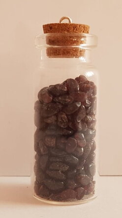 Minerálny kameň v sklenenej fľaštičke - Červený granát