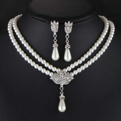Elegantní perlový náhrdelník s náušnicemi