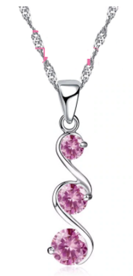 Originální postříbřený náhrdelník růžový