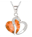 Řetízek s přívěskem ve tvaru srdce - Oranžové